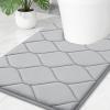 image:imageSmiry Memory Foam Bath Mat 30x20 Ultra Soft NonSlip Bathroom Rugs Plush Water Absorbent Quick Dry and Machine Washable Floor Mat for Shower Tub amp Home Decor Navy BlueLight Grey
