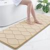 image:imageSmiry Memory Foam Bath Mat 30x20 Ultra Soft NonSlip Bathroom Rugs Plush Water Absorbent Quick Dry and Machine Washable Floor Mat for Shower Tub amp Home Decor Navy BlueBeige