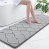 image:imageSmiry Memory Foam Bath Mat 30x20 Ultra Soft NonSlip Bathroom Rugs Plush Water Absorbent Quick Dry and Machine Washable Floor Mat for Shower Tub amp Home Decor Navy BlueGrey