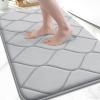 image:imageSmiry Memory Foam Bath Mat 30x20 Ultra Soft NonSlip Bathroom Rugs Plush Water Absorbent Quick Dry and Machine Washable Floor Mat for Shower Tub amp Home Decor Navy BlueLight Grey