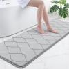 image:imageSmiry Memory Foam Bath Mat 30x20 Ultra Soft NonSlip Bathroom Rugs Plush Water Absorbent Quick Dry and Machine Washable Floor Mat for Shower Tub amp Home Decor Navy BlueLight Grey