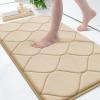 image:imageSmiry Memory Foam Bath Mat 30x20 Ultra Soft NonSlip Bathroom Rugs Plush Water Absorbent Quick Dry and Machine Washable Floor Mat for Shower Tub amp Home Decor Navy BlueBeige