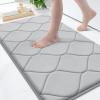 image:imageSmiry Memory Foam Bath Mat 30x20 Ultra Soft NonSlip Bathroom Rugs Plush Water Absorbent Quick Dry and Machine Washable Floor Mat for Shower Tub amp Home Decor Navy BlueLight Grey