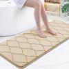 image:imageSmiry Memory Foam Bath Mat 30x20 Ultra Soft NonSlip Bathroom Rugs Plush Water Absorbent Quick Dry and Machine Washable Floor Mat for Shower Tub amp Home Decor Navy BlueBeige