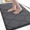 image:imageSmiry Memory Foam Bath Mat 30x20 Ultra Soft NonSlip Bathroom Rugs Plush Water Absorbent Quick Dry and Machine Washable Floor Mat for Shower Tub amp Home Decor Navy BlueDark Grey