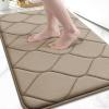 image:imageSmiry Memory Foam Bath Mat 30x20 Ultra Soft NonSlip Bathroom Rugs Plush Water Absorbent Quick Dry and Machine Washable Floor Mat for Shower Tub amp Home Decor Navy BlueTan