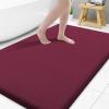 image:imageSmiry Memory Foam Bath Mat 36x24 Extra Soft and Absorbent Bathroom Mats Non Slip Washable Carpet for Floor Shower and Tub BlackBurgundy