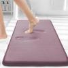 image:imageSmiry Memory Foam Bath Mat 36x24 Extra Soft and Absorbent Bathroom Mats Non Slip Washable Carpet for Floor Shower and Tub BlackDeep Plum