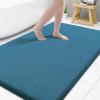 image:imageSmiry Memory Foam Bath Mat 36x24 Extra Soft and Absorbent Bathroom Mats Non Slip Washable Carpet for Floor Shower and Tub BlackPeacock Blue