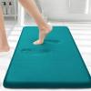 image:imageSmiry Memory Foam Bath Mat 36x24 Extra Soft and Absorbent Bathroom Mats Non Slip Washable Carpet for Floor Shower and Tub BlackTeal