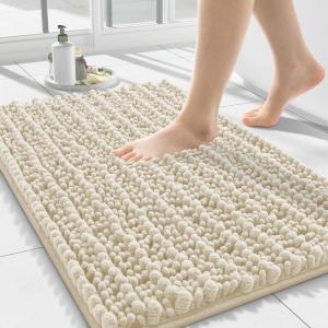 image:imageSmiry Bathroom Toilet Rugs U Shaped 24x20 Extra Soft Absorbent Non Slip Rubber Backing Chenille Contour Bath Rugs for Toilet Machine Washable Contoured Bath Mats Navy BlueSand