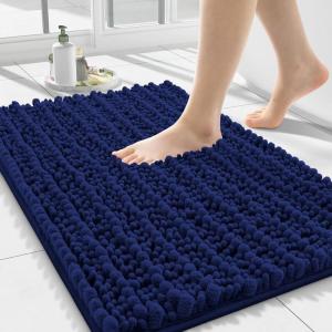 image:imageSmiry Bathroom Toilet Rugs U Shaped 24x20 Extra Soft Absorbent Non Slip Rubber Backing Chenille Contour Bath Rugs for Toilet Machine Washable Contoured Bath Mats Navy BlueNavy Blue