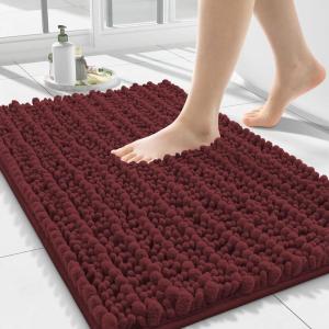 image:imageSmiry Bathroom Toilet Rugs U Shaped 24x20 Extra Soft Absorbent Non Slip Rubber Backing Chenille Contour Bath Rugs for Toilet Machine Washable Contoured Bath Mats Navy BlueCaramel Red