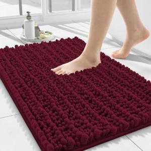 image:imageSmiry Bathroom Toilet Rugs U Shaped 24x20 Extra Soft Absorbent Non Slip Rubber Backing Chenille Contour Bath Rugs for Toilet Machine Washable Contoured Bath Mats Navy BlueBurgundy
