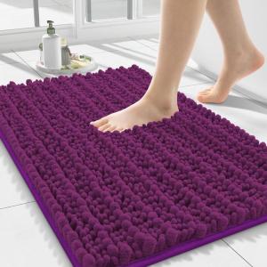 image:imageSmiry Bathroom Toilet Rugs U Shaped 24x20 Extra Soft Absorbent Non Slip Rubber Backing Chenille Contour Bath Rugs for Toilet Machine Washable Contoured Bath Mats Navy BlueViolet
