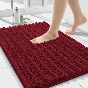 image:imageSmiry Bathroom Toilet Rugs U Shaped 24x20 Extra Soft Absorbent Non Slip Rubber Backing Chenille Contour Bath Rugs for Toilet Machine Washable Contoured Bath Mats Navy BlueRed