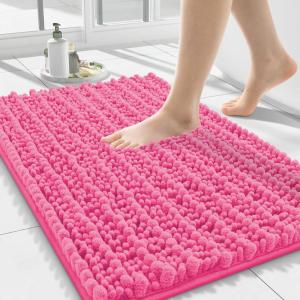 image:imageSmiry Bathroom Toilet Rugs U Shaped 24x20 Extra Soft Absorbent Non Slip Rubber Backing Chenille Contour Bath Rugs for Toilet Machine Washable Contoured Bath Mats Navy BlueHot Pink