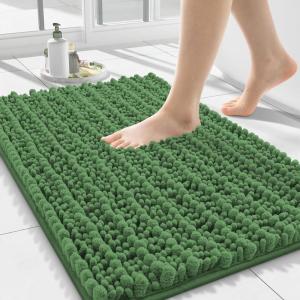 image:imageSmiry Bathroom Toilet Rugs U Shaped 24x20 Extra Soft Absorbent Non Slip Rubber Backing Chenille Contour Bath Rugs for Toilet Machine Washable Contoured Bath Mats Navy BlueOlive Green