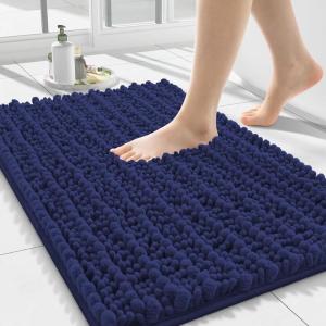 image:imageSmiry Bathroom Toilet Rugs U Shaped 24x20 Extra Soft Absorbent Non Slip Rubber Backing Chenille Contour Bath Rugs for Toilet Machine Washable Contoured Bath Mats Navy BlueDeep Blue