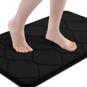 image:imageSmiry Memory Foam Bath Mat 30x20 Ultra Soft NonSlip Bathroom Rugs Plush Water Absorbent Quick Dry and Machine Washable Floor Mat for Shower Tub amp Home Decor Navy BlueBlack