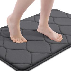 image:imageSmiry Memory Foam Bath Mat 30x20 Ultra Soft NonSlip Bathroom Rugs Plush Water Absorbent Quick Dry and Machine Washable Floor Mat for Shower Tub amp Home Decor Navy BlueDark Grey