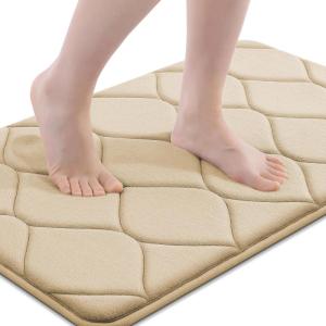 image:imageSmiry Memory Foam Bath Mat 30x20 Ultra Soft NonSlip Bathroom Rugs Plush Water Absorbent Quick Dry and Machine Washable Floor Mat for Shower Tub amp Home Decor Navy BlueBeige