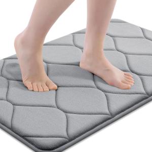 image:imageSmiry Memory Foam Bath Mat 30x20 Ultra Soft NonSlip Bathroom Rugs Plush Water Absorbent Quick Dry and Machine Washable Floor Mat for Shower Tub amp Home Decor Navy BlueGrey