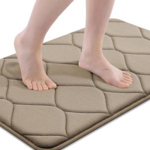 image:imageSmiry Memory Foam Bath Mat 30x20 Ultra Soft NonSlip Bathroom Rugs Plush Water Absorbent Quick Dry and Machine Washable Floor Mat for Shower Tub amp Home Decor Navy BlueTan