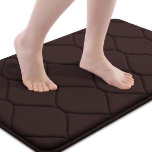 image:imageSmiry Memory Foam Bath Mat 30x20 Ultra Soft NonSlip Bathroom Rugs Plush Water Absorbent Quick Dry and Machine Washable Floor Mat for Shower Tub amp Home Decor Navy BlueBrown