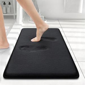 image:imageSmiry Memory Foam Bath Mat 36x24 Extra Soft and Absorbent Bathroom Mats Non Slip Washable Carpet for Floor Shower and Tub BlackBlack