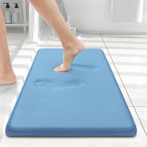 image:imageSmiry Memory Foam Bath Mat 36x24 Extra Soft and Absorbent Bathroom Mats Non Slip Washable Carpet for Floor Shower and Tub BlackBlue