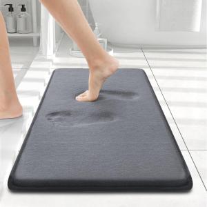 image:imageSmiry Memory Foam Bath Mat 36x24 Extra Soft and Absorbent Bathroom Mats Non Slip Washable Carpet for Floor Shower and Tub BlackDark Grey