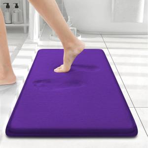 image:imageSmiry Memory Foam Bath Mat 36x24 Extra Soft and Absorbent Bathroom Mats Non Slip Washable Carpet for Floor Shower and Tub BlackDark Purple