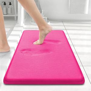 image:imageSmiry Memory Foam Bath Mat 36x24 Extra Soft and Absorbent Bathroom Mats Non Slip Washable Carpet for Floor Shower and Tub BlackDeep Pink