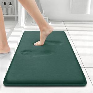 image:imageSmiry Memory Foam Bath Mat 36x24 Extra Soft and Absorbent Bathroom Mats Non Slip Washable Carpet for Floor Shower and Tub BlackGreen