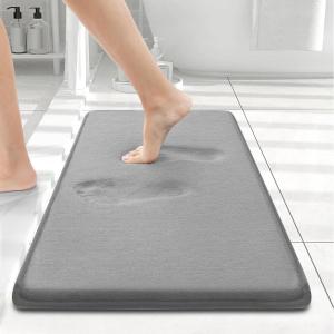 image:imageSmiry Memory Foam Bath Mat 36x24 Extra Soft and Absorbent Bathroom Mats Non Slip Washable Carpet for Floor Shower and Tub BlackGrey