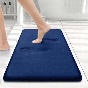 image:imageSmiry Memory Foam Bath Mat 36x24 Extra Soft and Absorbent Bathroom Mats Non Slip Washable Carpet for Floor Shower and Tub BlackNavy Blue