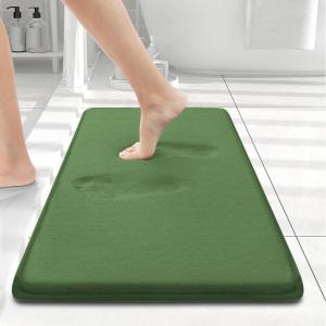 image:imageSmiry Memory Foam Bath Mat 36x24 Extra Soft and Absorbent Bathroom Mats Non Slip Washable Carpet for Floor Shower and Tub BlackOlive Green