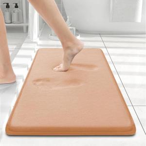 image:imageSmiry Memory Foam Bath Mat 36x24 Extra Soft and Absorbent Bathroom Mats Non Slip Washable Carpet for Floor Shower and Tub BlackPeach