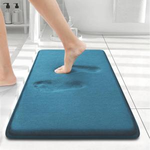 image:imageSmiry Memory Foam Bath Mat 36x24 Extra Soft and Absorbent Bathroom Mats Non Slip Washable Carpet for Floor Shower and Tub BlackPeacock Blue