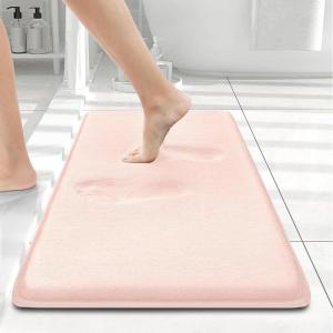 image:imageSmiry Memory Foam Bath Mat 36x24 Extra Soft and Absorbent Bathroom Mats Non Slip Washable Carpet for Floor Shower and Tub BlackPink