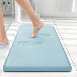 image:imageSmiry Memory Foam Bath Mat 36x24 Extra Soft and Absorbent Bathroom Mats Non Slip Washable Carpet for Floor Shower and Tub BlackSky Blue