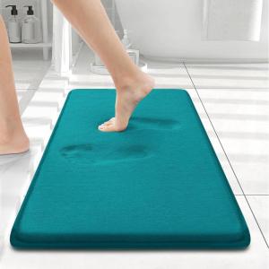 image:imageSmiry Memory Foam Bath Mat 36x24 Extra Soft and Absorbent Bathroom Mats Non Slip Washable Carpet for Floor Shower and Tub BlackTeal