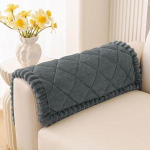 image:imageSmiry Fuzzy Couch Cover for Dogs Non Slip Washable Pet Sofa Cover Scratch Proof Hair Resistant Plush Sofa Slipcover Pet Friendly Couch Cushion Protector for Cat Brown 276 x 59Dark Grey