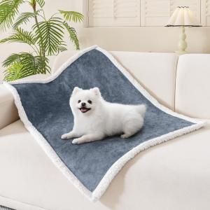 image:imageSmiry Waterproof Blanket Throw for Large Dogs Soft Reversible Dog Blanket for Sofa Couch Bed Washable Leakproof Sherpa Fleece Furniture Couch Protector50x60 Dark GreyWhiteGreyWhite