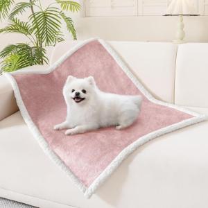 image:imageSmiry Waterproof Blanket Throw for Large Dogs Soft Reversible Dog Blanket for Sofa Couch Bed Washable Leakproof Sherpa Fleece Furniture Couch Protector50x60 Dark GreyWhitePinkWhite