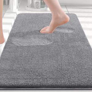 image:imageSmiry Memory Foam Bath Mat 30x20 Extra Soft and Absorbent Chenille Bathroom Rugs Non Slip Machine Washable Carpet for Bathroom Floor Tub Shower Home Decor Accessories Shower and Tub GreyGrey