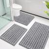 image:imageSmiry Bathroom Rugs Sets 3 Piece Soft Absorbent Non Slip Rubber Backing Machine Washable Quick Dry Chenille Bath Rug Set for Tub Shower and Floor 30x2024x1624x20 CamelGrey