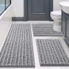 image:imageSmiry Bathroom Rugs Sets 3 Piece Soft Absorbent Non Slip Rubber Backing Machine Washable Quick Dry Chenille Bath Rug Set for Tub Shower and Floor 30x2024x1624x20 CamelGrey