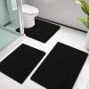 image:imageSmiry Bathroom Rugs and Mats Set of 4 Non Slip Absorbent Shaggy Bath Rug for Tub Shower and Bath Room 30 x 2030x2024x1624x20 Black